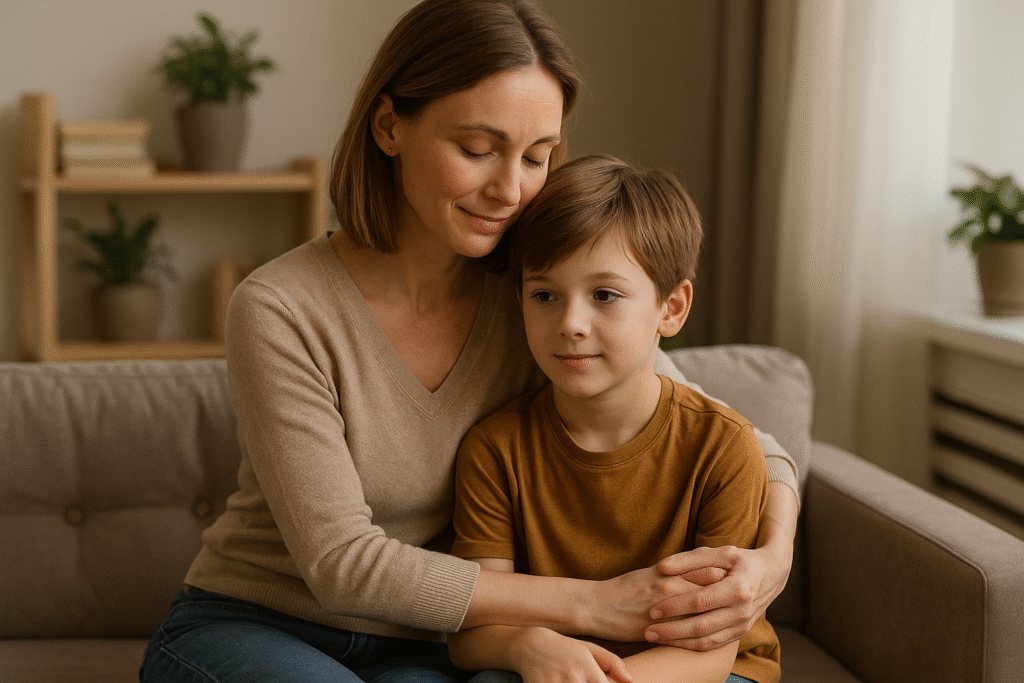 Mutter ist emotional für ihren Sohn da